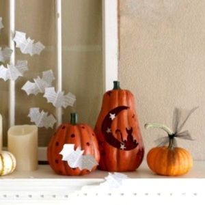 Balsam Hill Led Carved Polka Dots & Moon Pumpkins